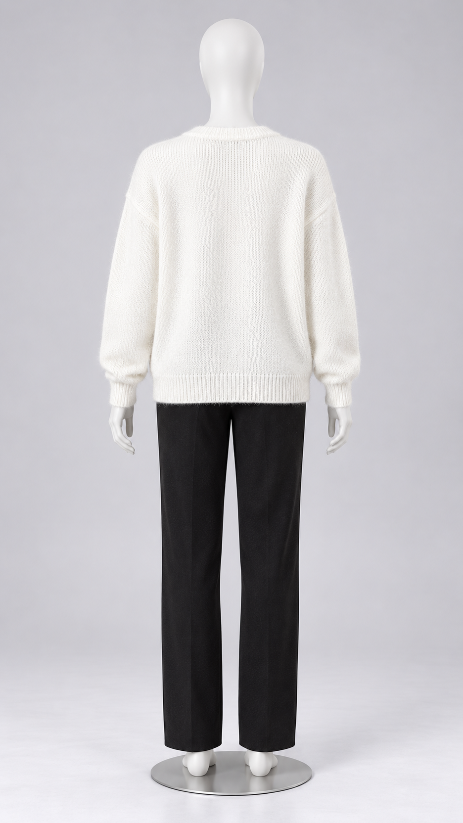 Celestine Shell-Button Cardigan — White mannequin back