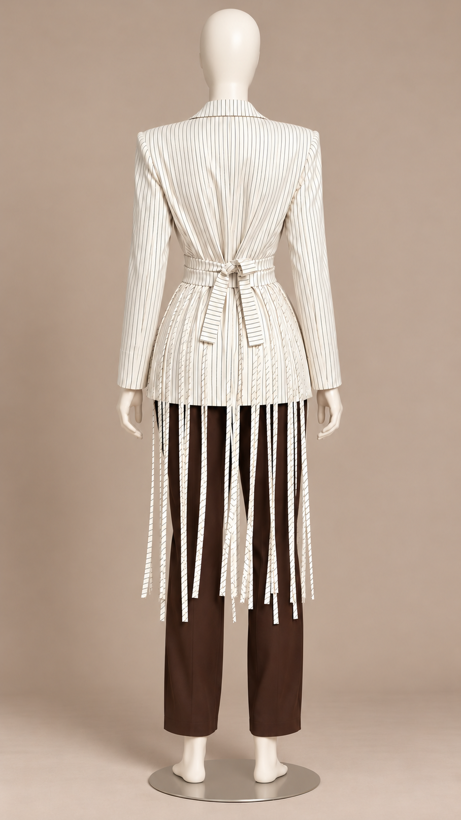 Solenne Tassel-Tie Blazer — White mannequin back