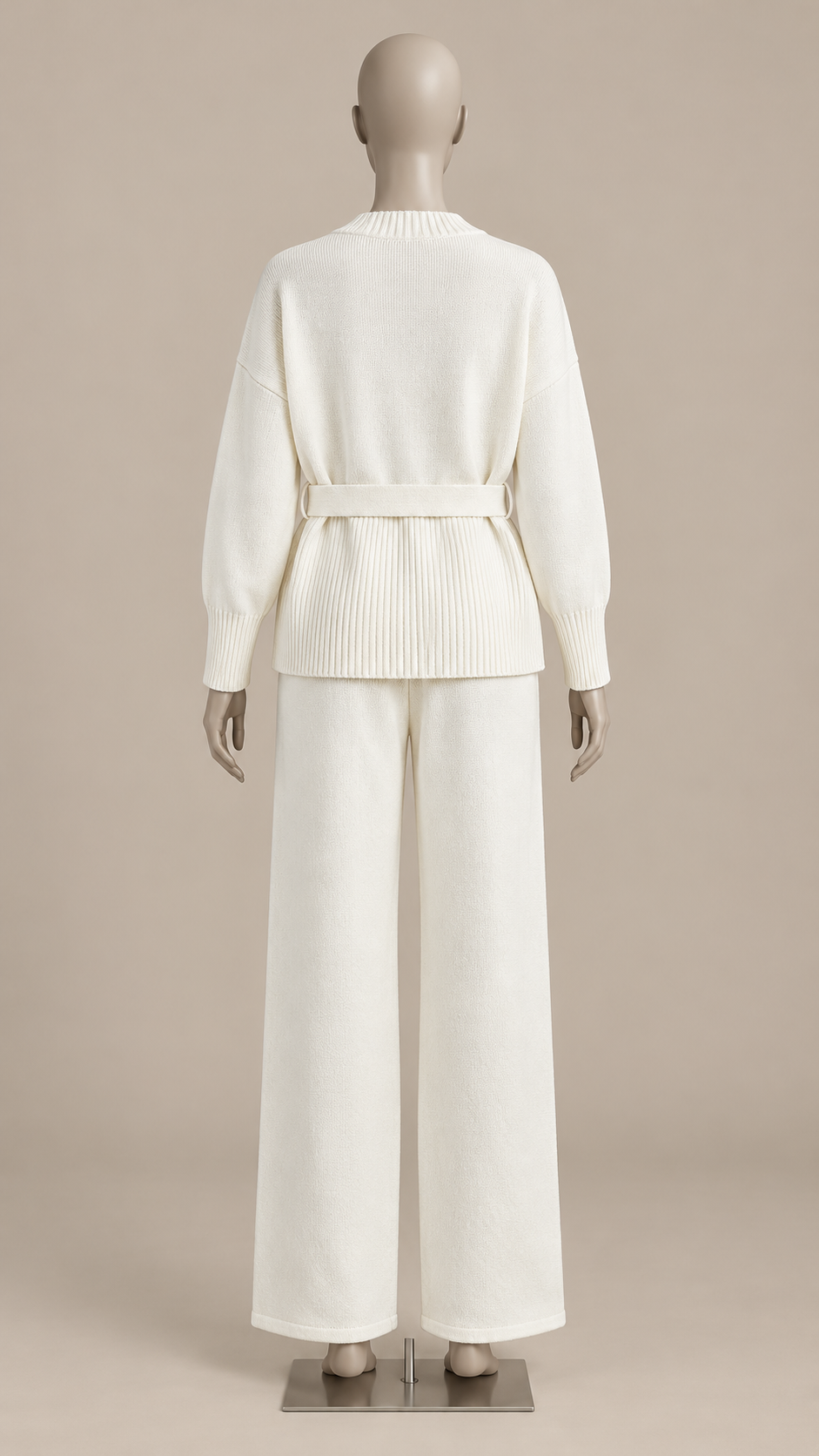 Augusta Wide-Leg Knit Set — White mannequin back
