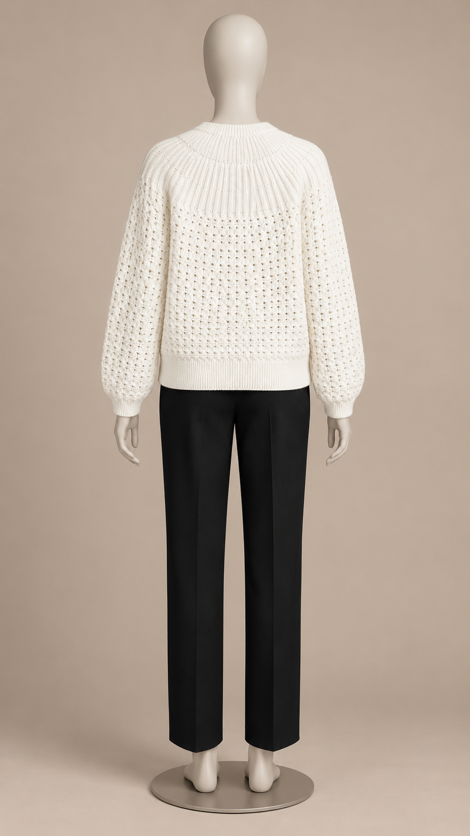 Astrid Honeycomb Cardigan — White mannequin back