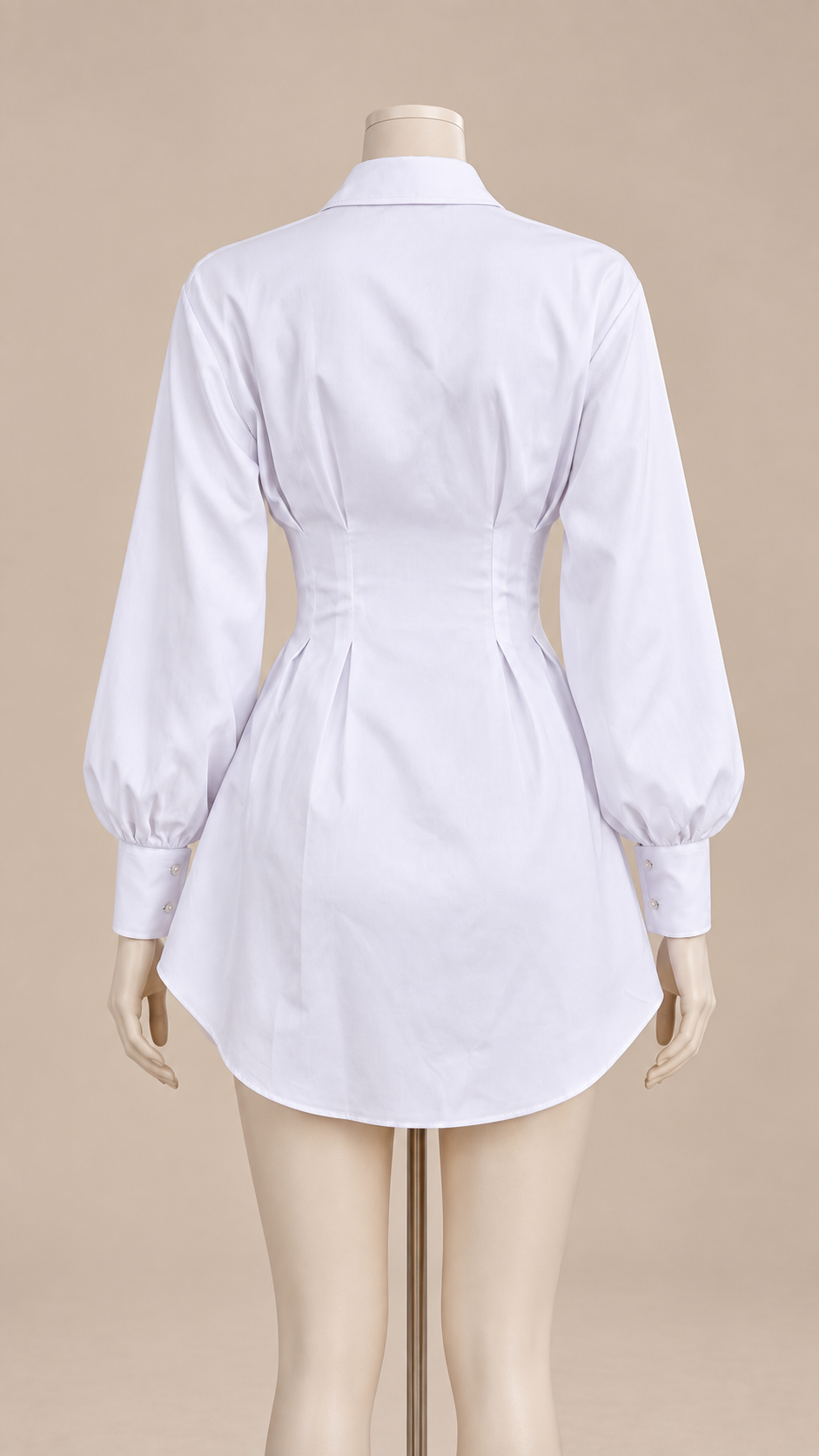 Rowan Corset Shirt Dress — White mannequin back