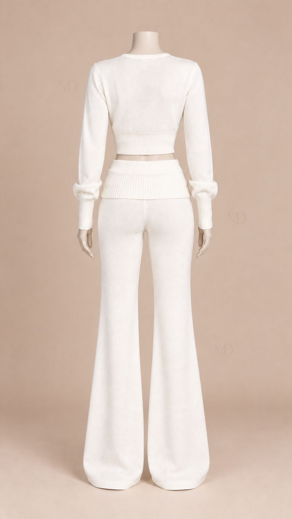 Mila Cropped Cardigan Pants Set — White mannequin back