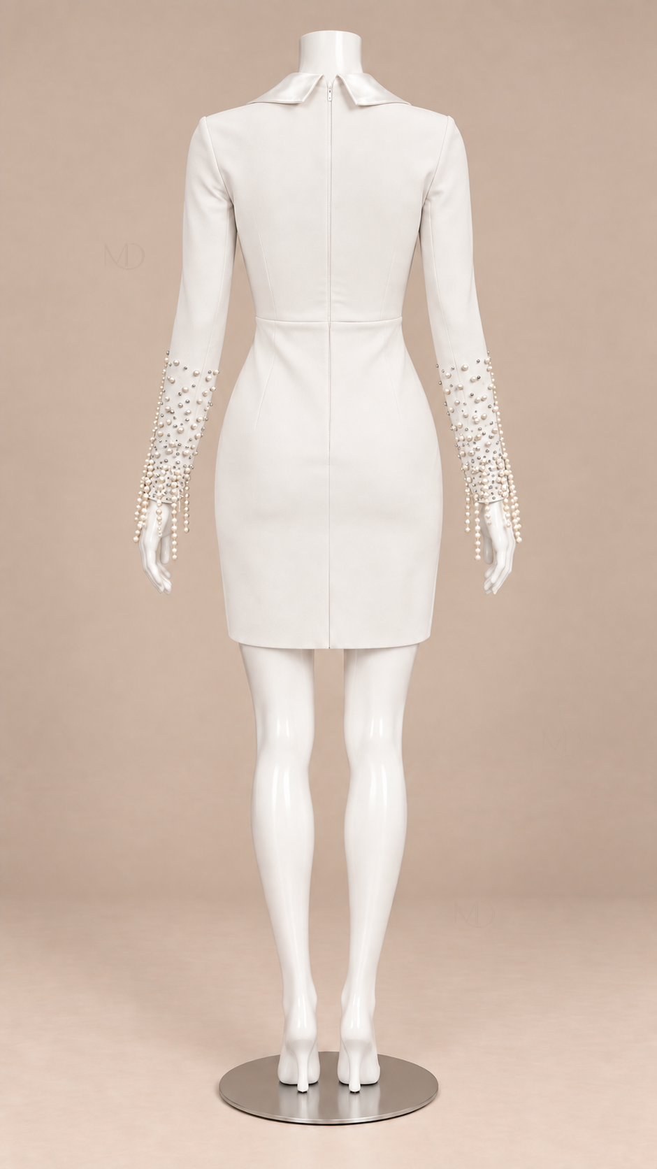 Delphine Pearl Blazer Mini Dress — White mannequin back