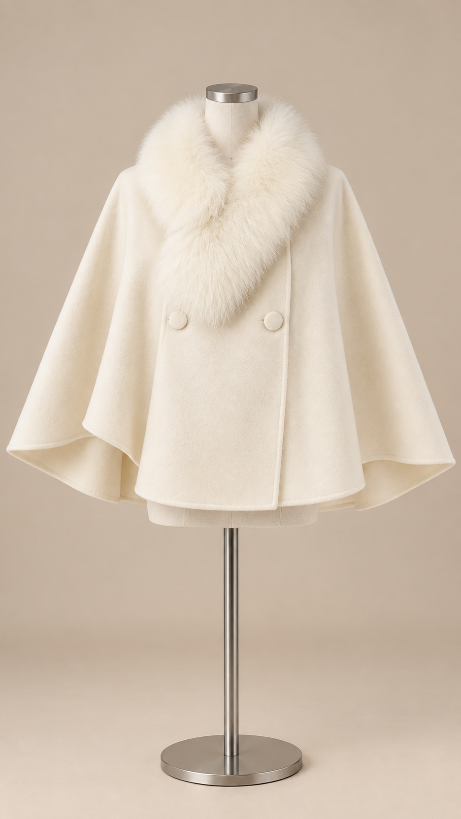 Colette Cape Coat — White mannequin front
