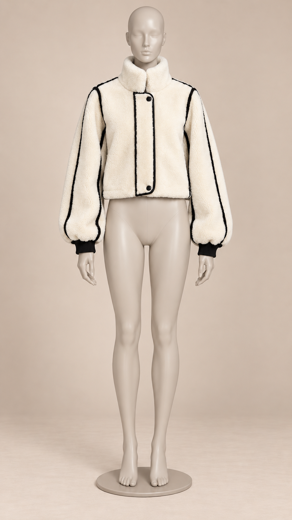 Leocadia Contrast-Seam Jacket — White mannequin front