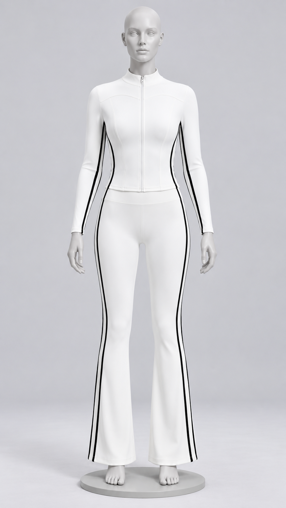 Nimue Racer-Stripe Yoga Set — White mannequin front