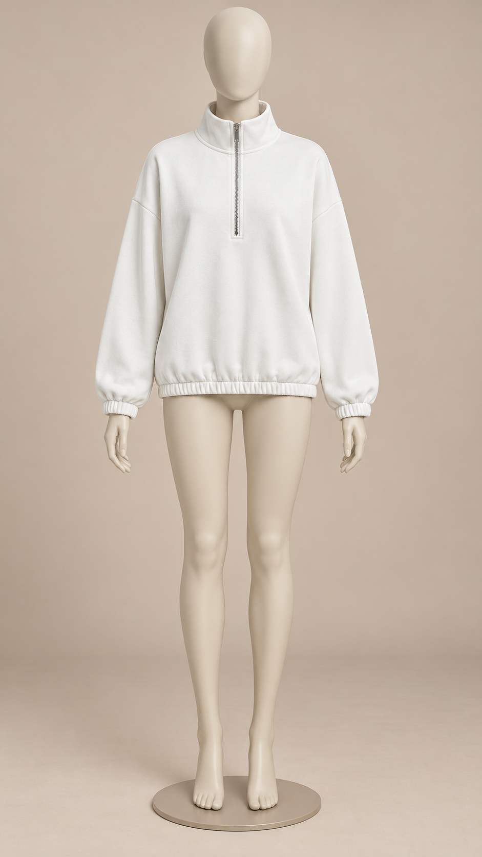 Junia Half-Zip Sweatshirt — White mannequin front
