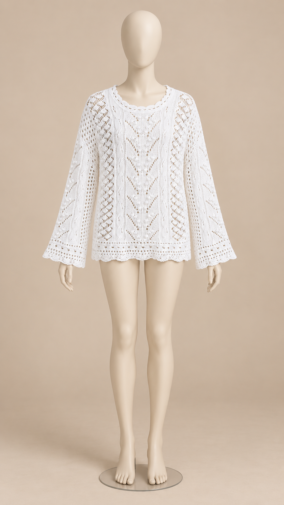 Philippa Pointelle Sweater — White mannequin front