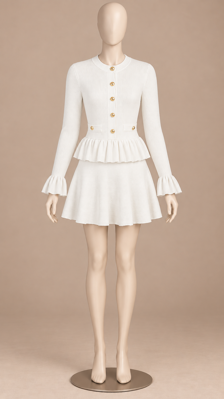 Clarissa Peplum Mini — White mannequin front