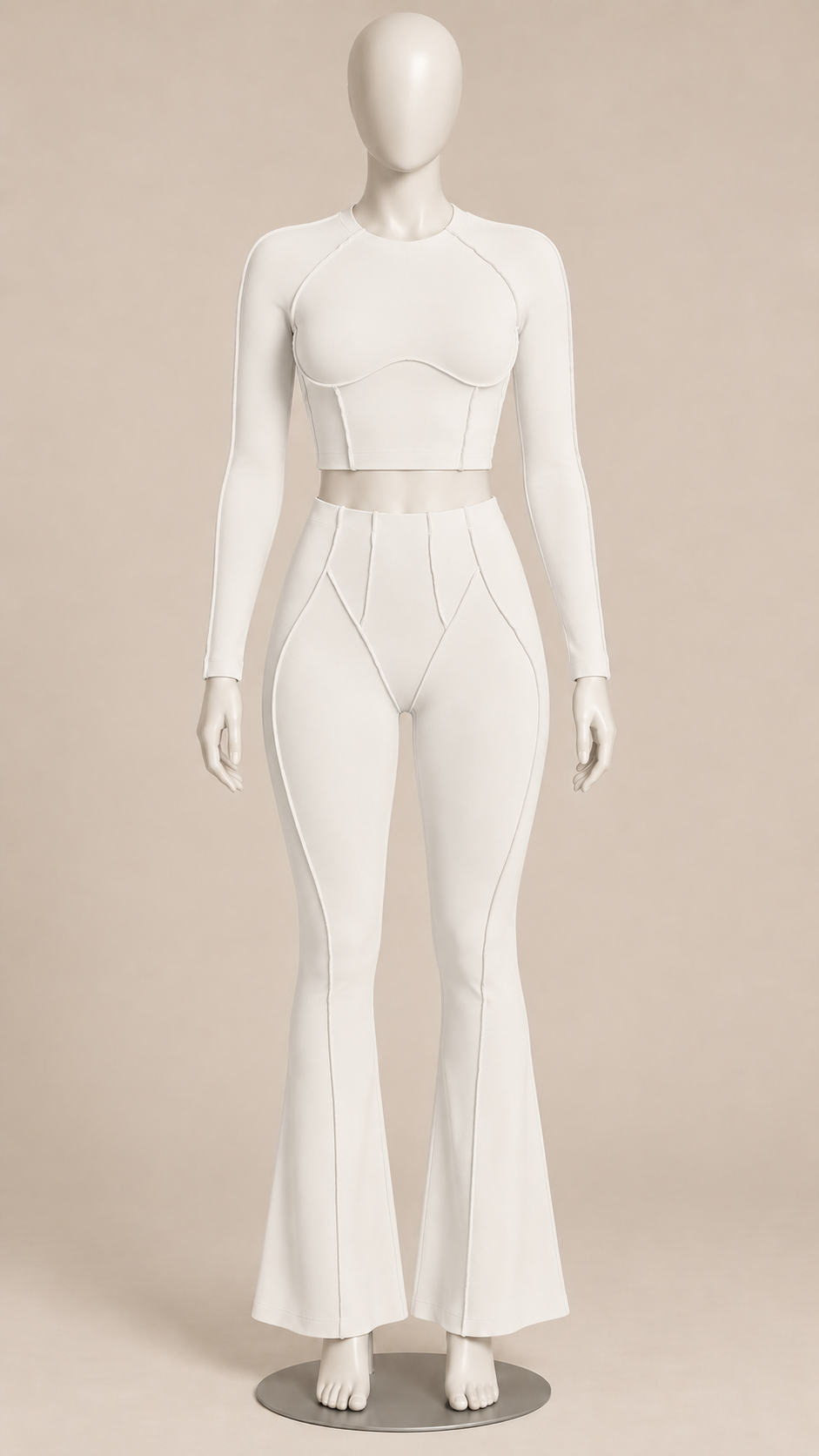 Tindra Seamline Flare Set — White mannequin front