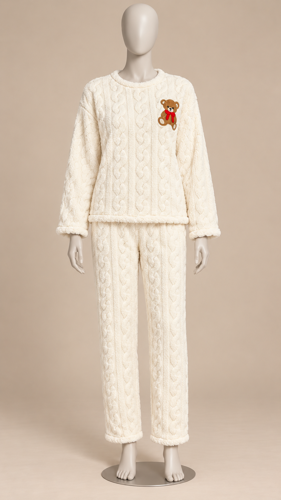 Philippa Bear-Patch Set — White mannequin front