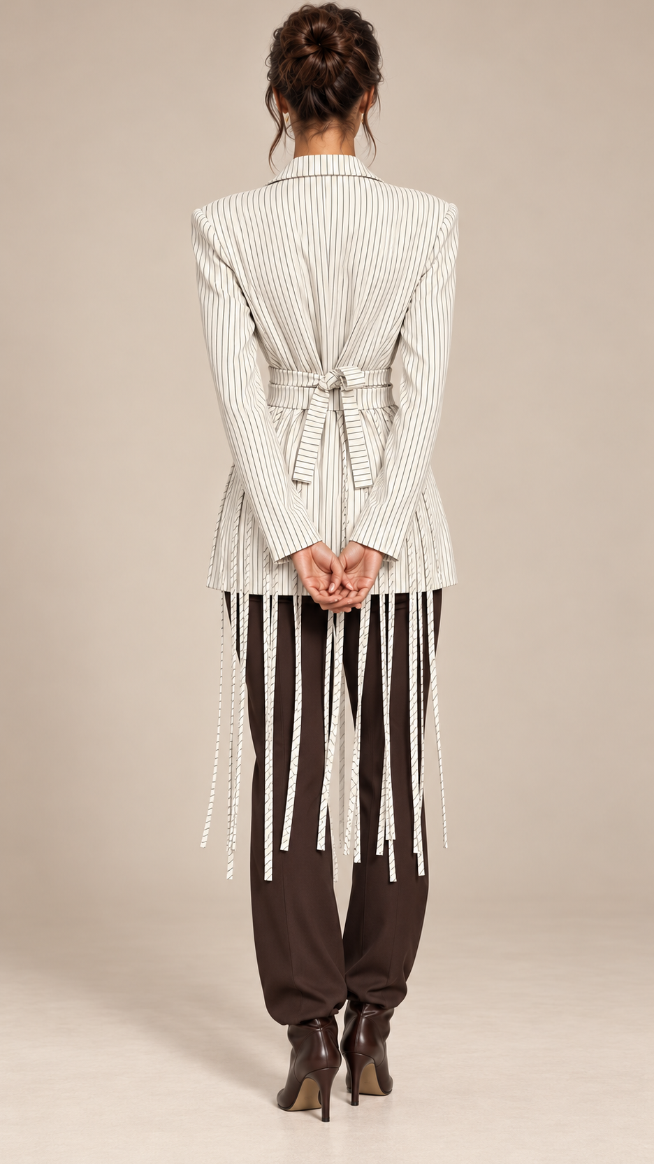 Solenne Tassel-Tie Blazer — White model back
