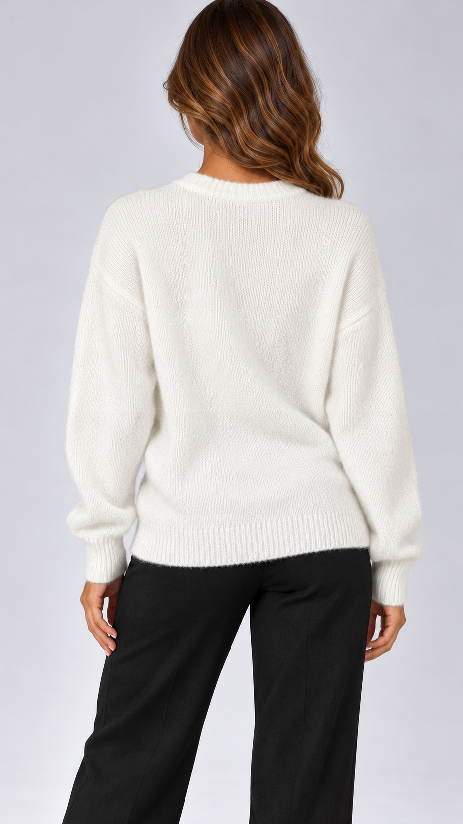 Celestine Shell-Button Cardigan — White model back