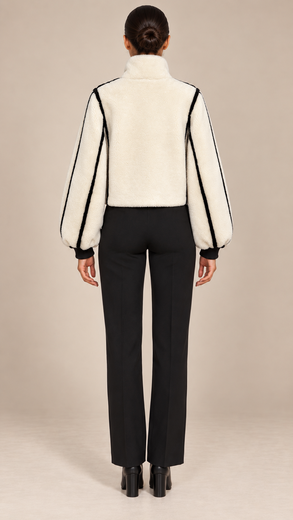 Leocadia Contrast-Seam Jacket — White model back
