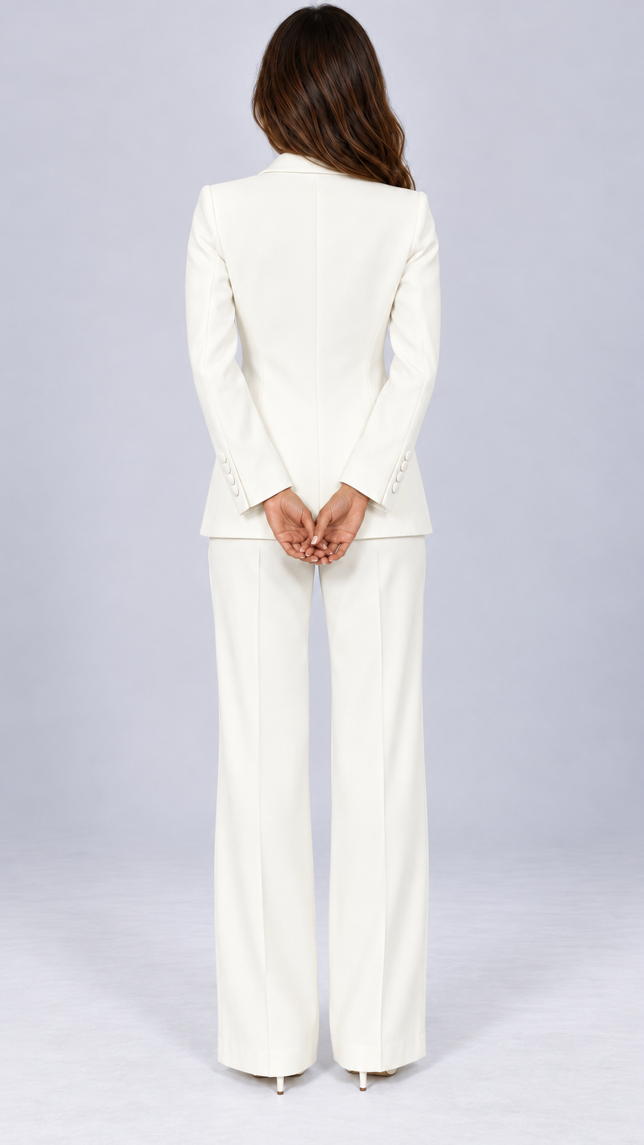 Alessia Crystal-Ray Suit Set — White model back