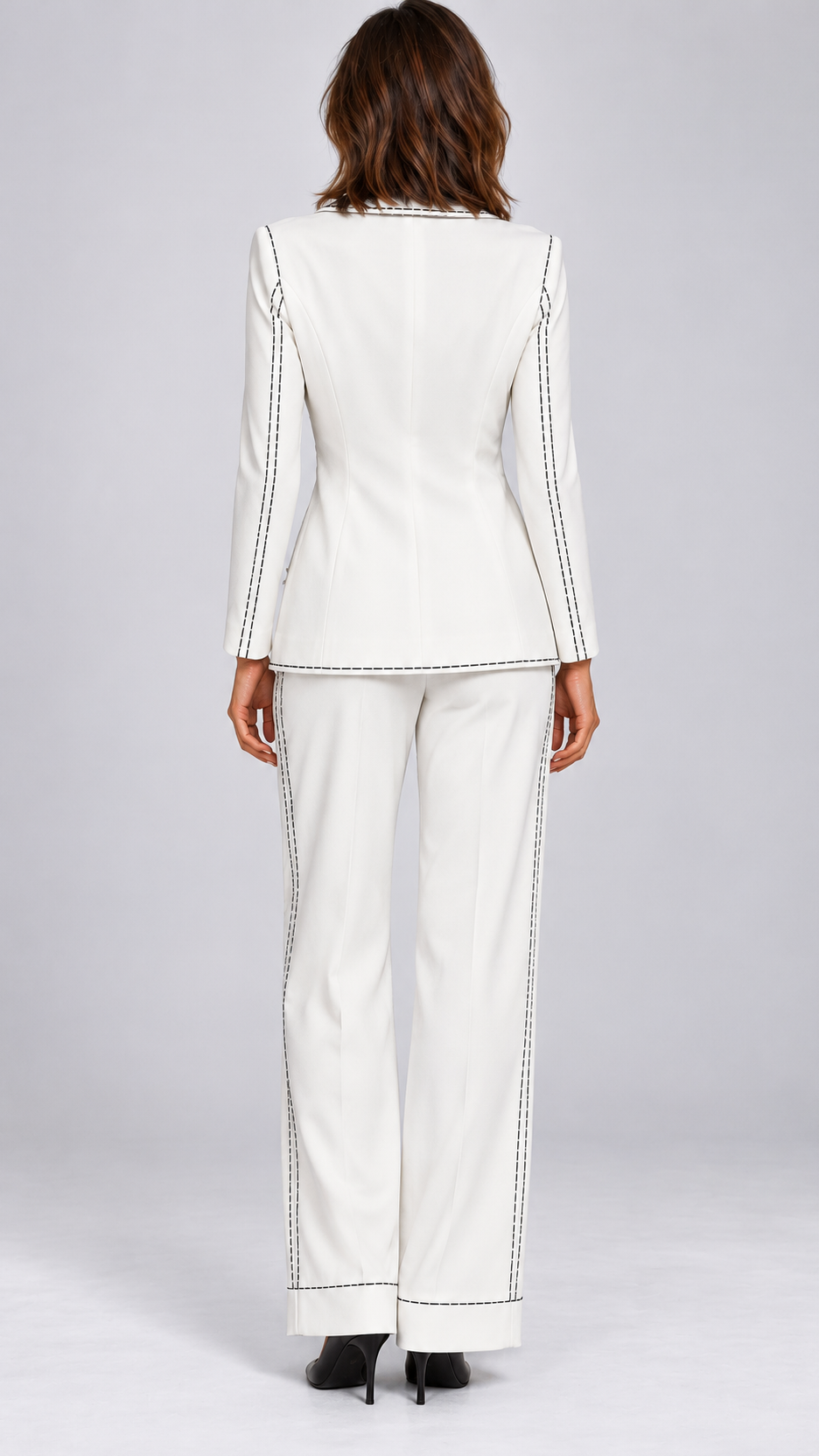 Elinor Saddle-Stitch Suit — White model back