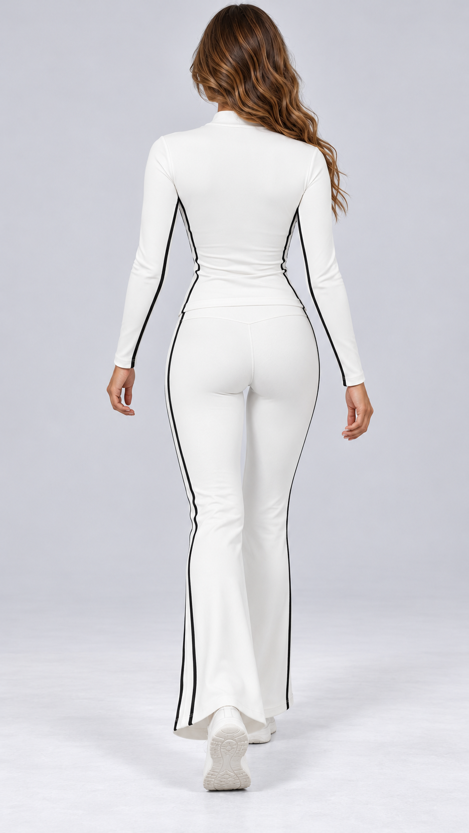 Nimue Racer-Stripe Yoga Set — White model back