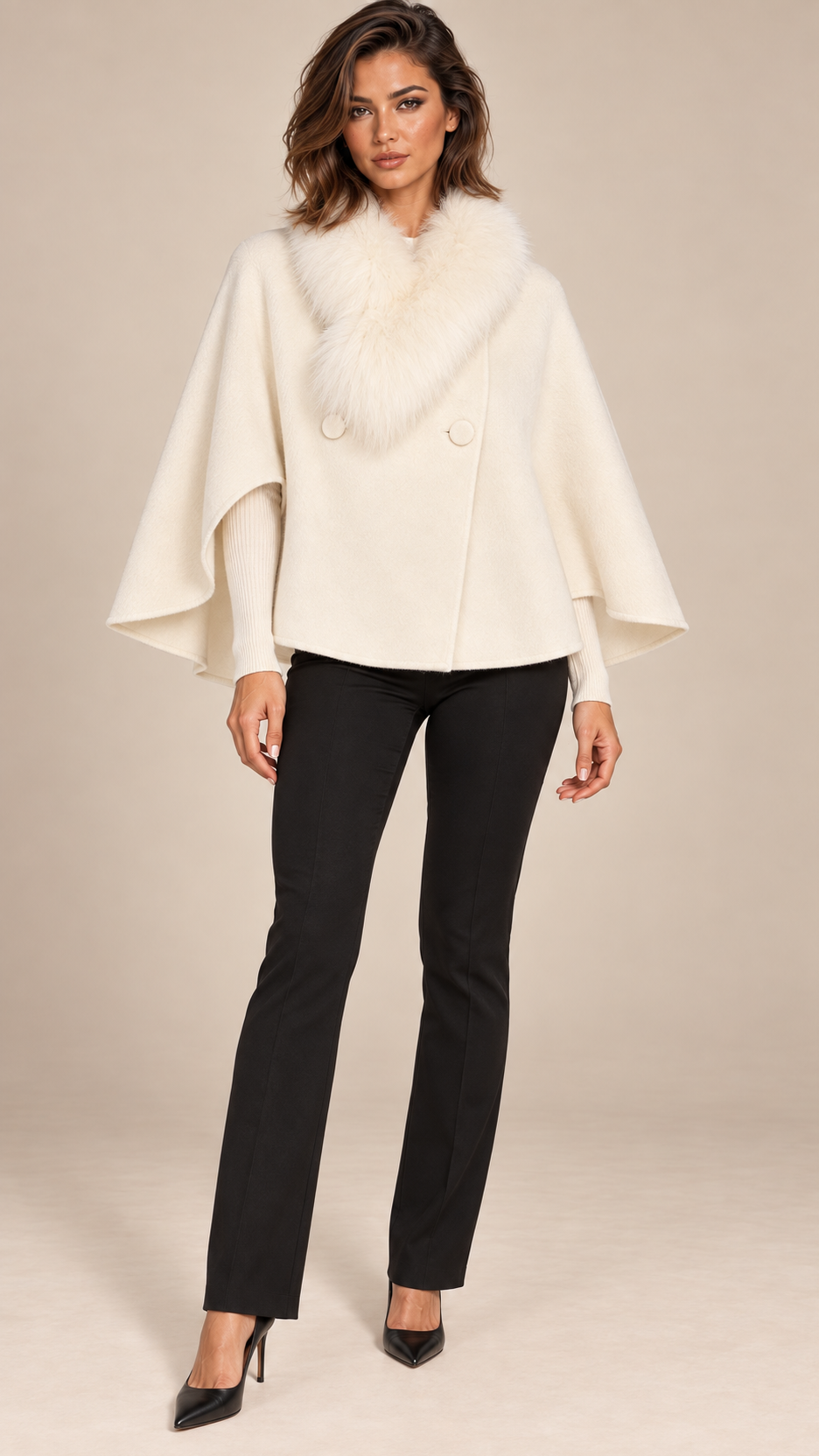 Colette Cape Coat — White model front