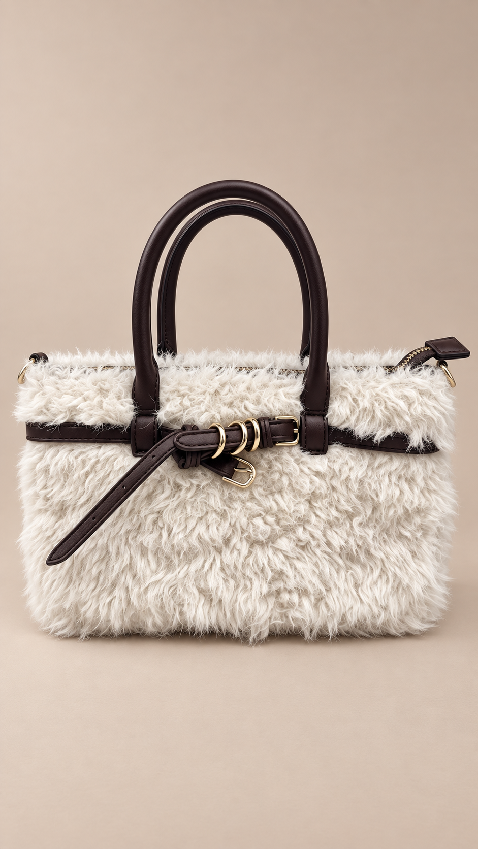 Kolani Plush Boston Bag — White product closed