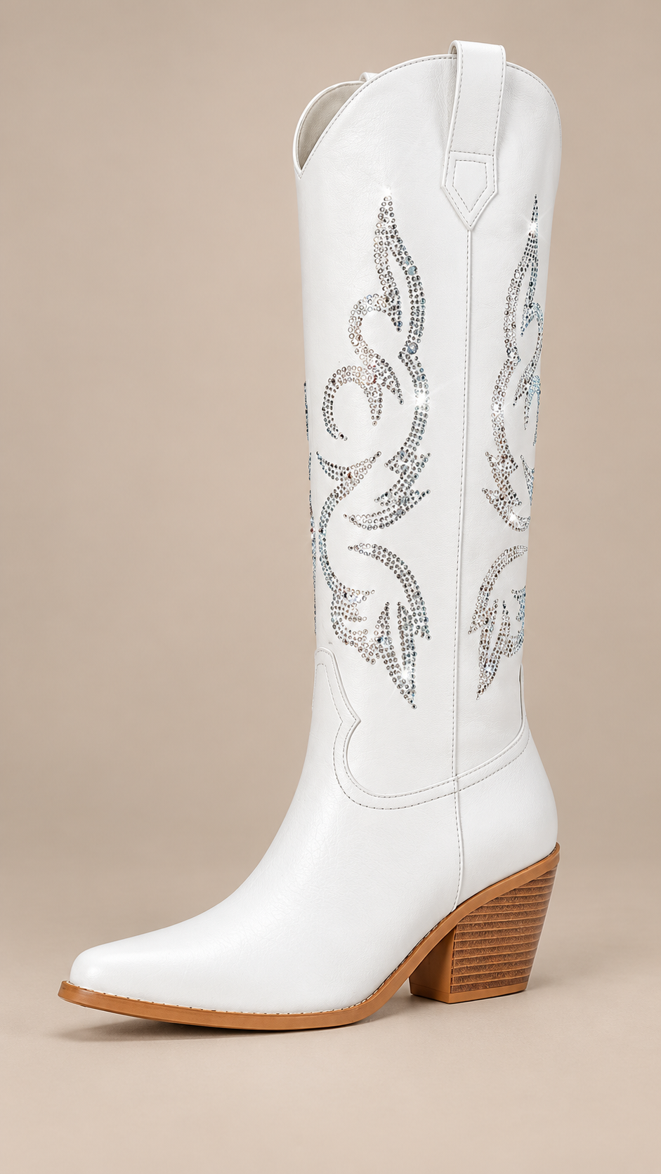 Marisol Rhinestone Western Boot — White product only