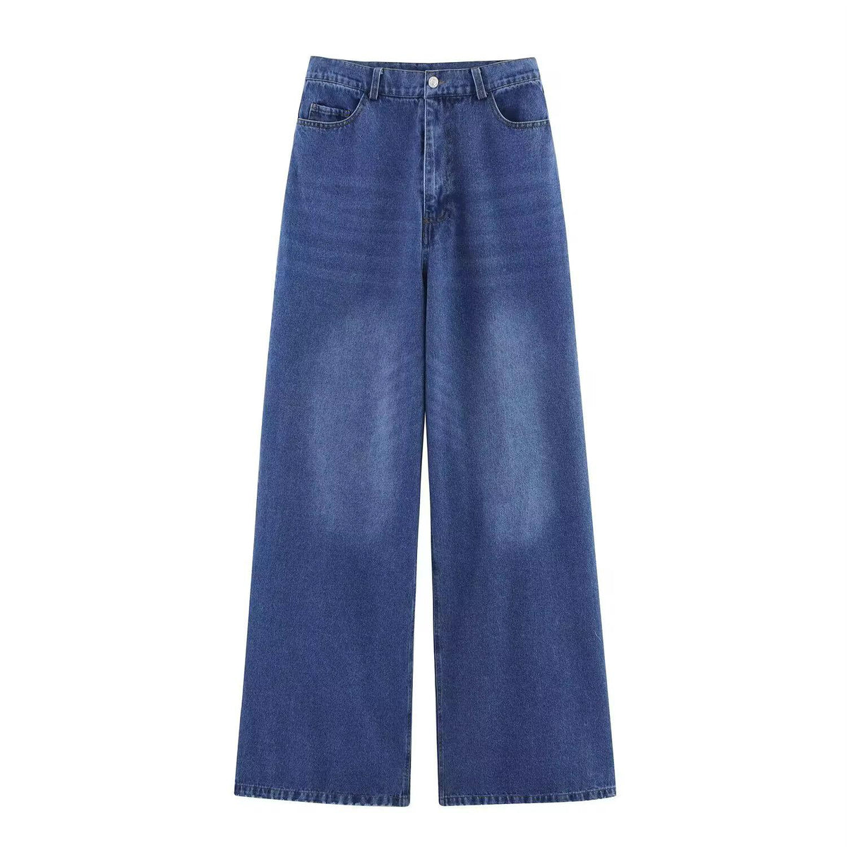 Jeans me këmbë të gjera - me bel të lartë