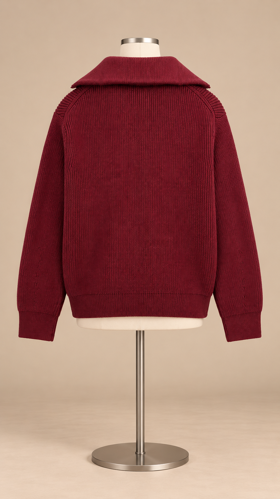 Isadora Half-Zip Sweater — Wine red mannequin back