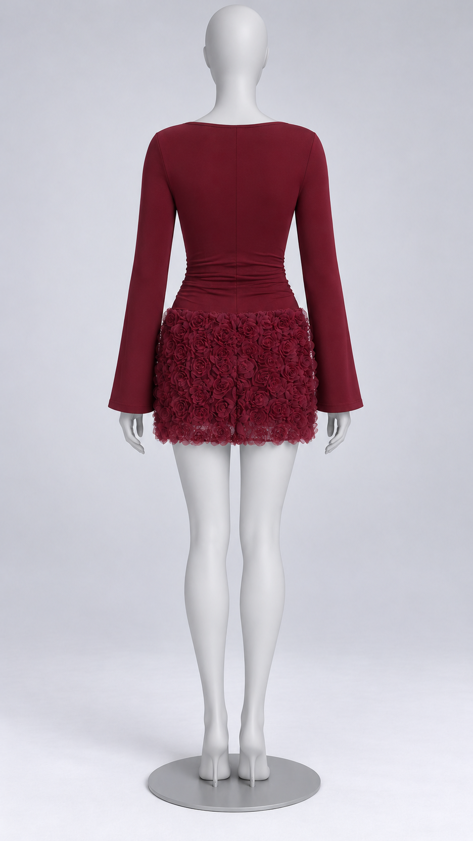 Fiorella Petal-Hem Mini — Wine red mannequin back