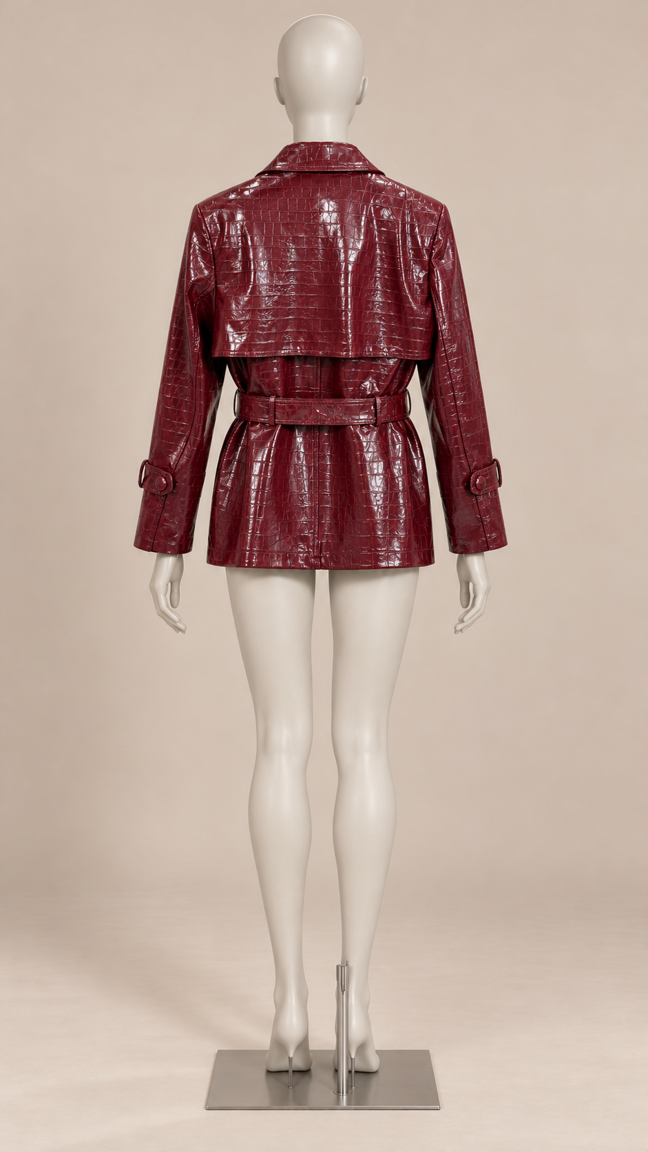 Vivienne Storm-Flap Jacket — Wine red mannequin back