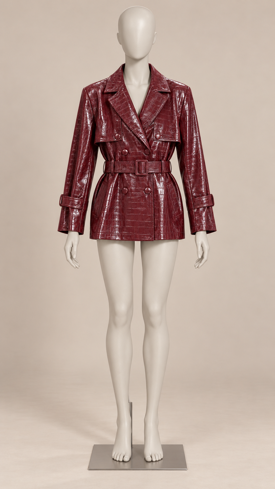 Vivienne Storm-Flap Jacket — Wine red mannequin front