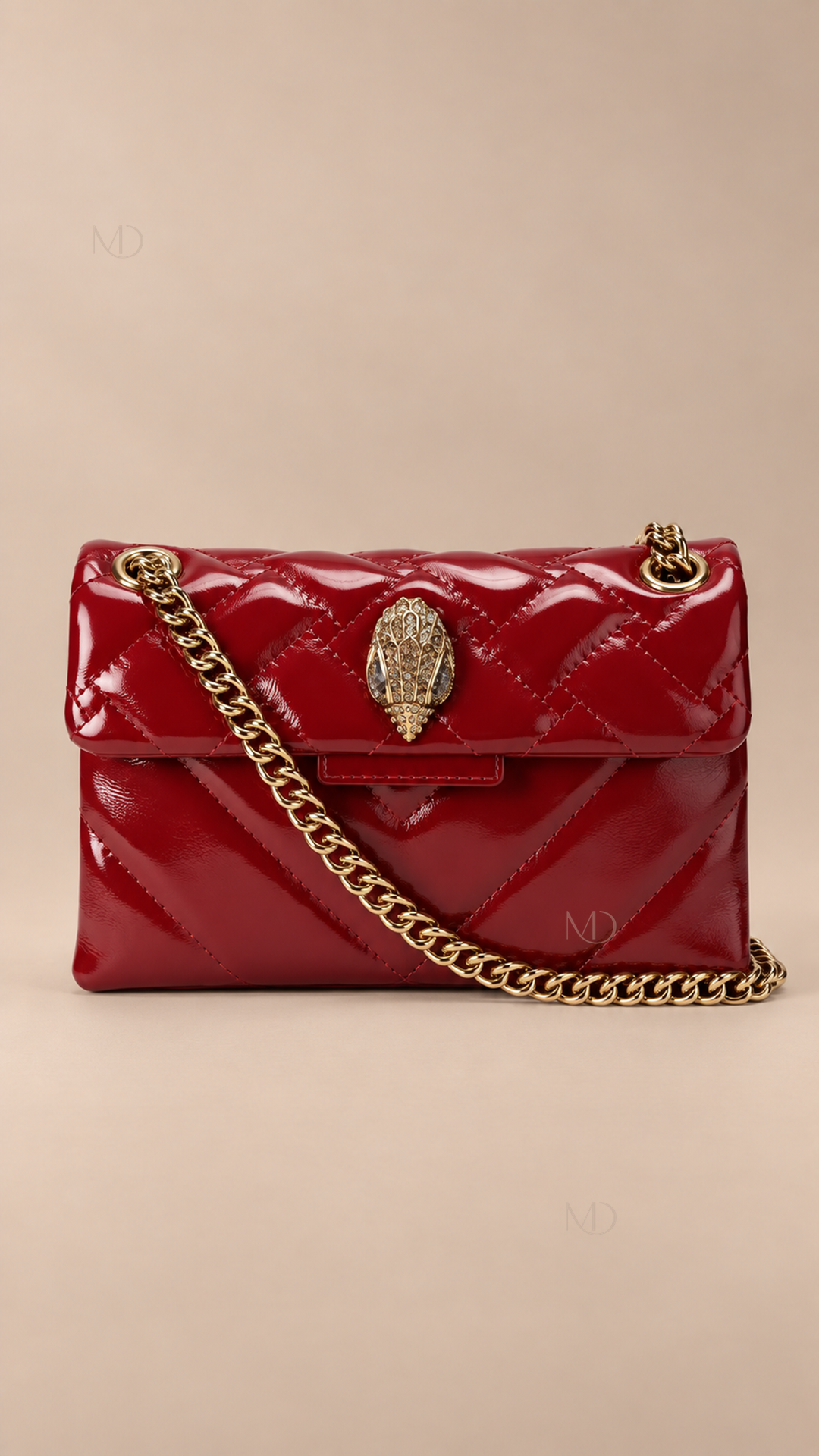 Kensington Quilted Chain Bag — Wine red product closed