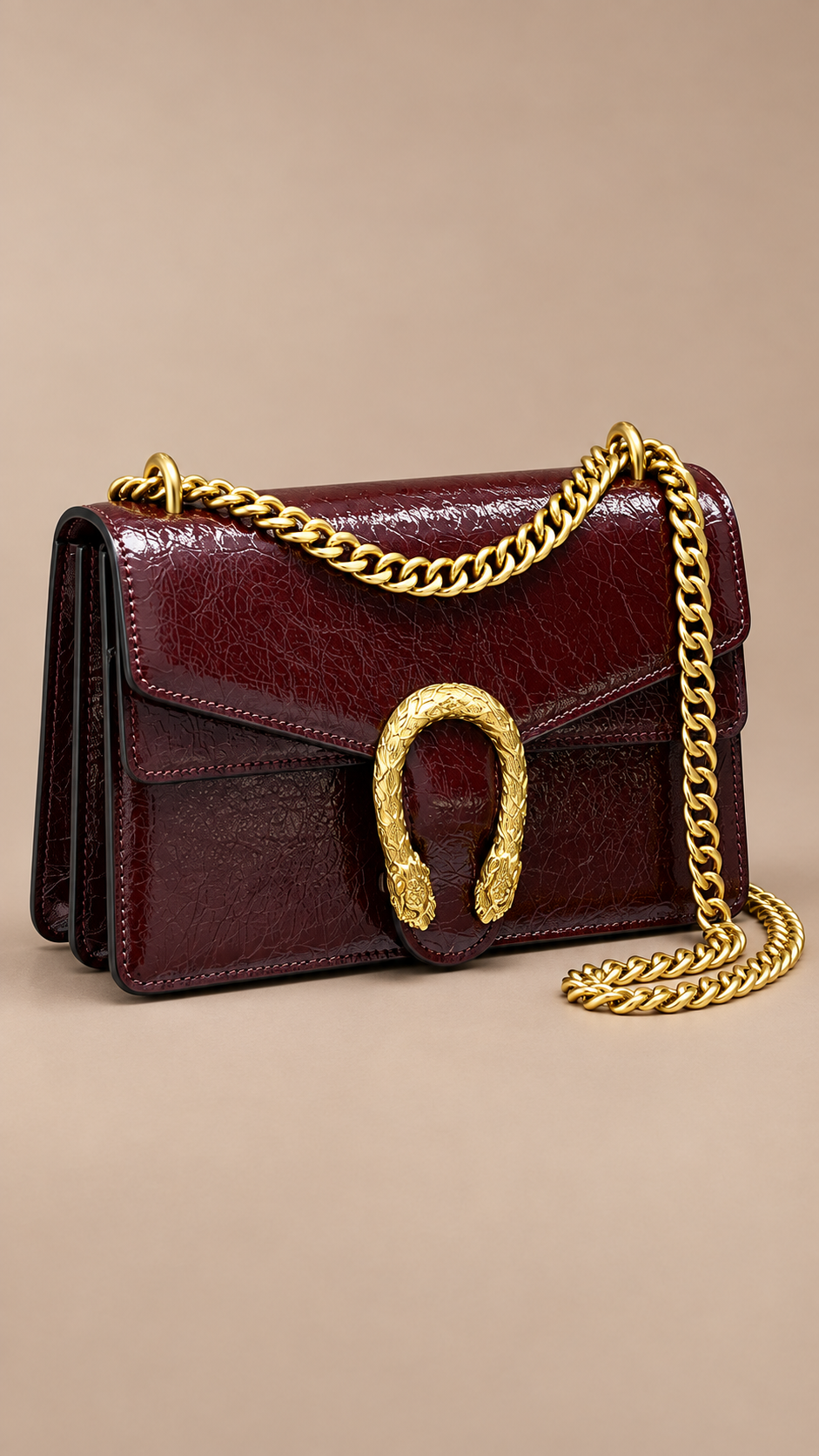 Nova Chain Shoulder Bag — Wine red product closed