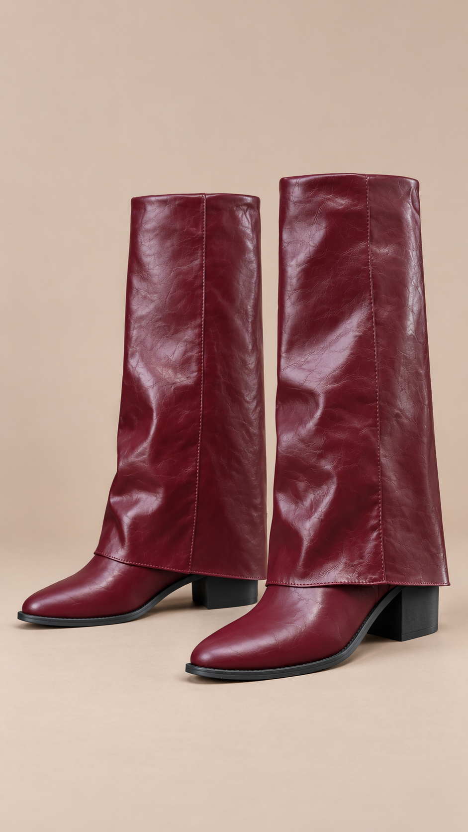 Brigitte Foldover Boots — Wine red product only