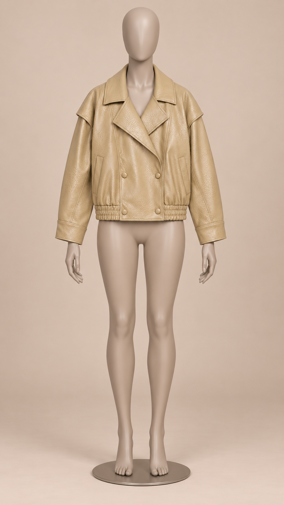Ludmila Pebbled Leather Jacket — Yellow mannequin front