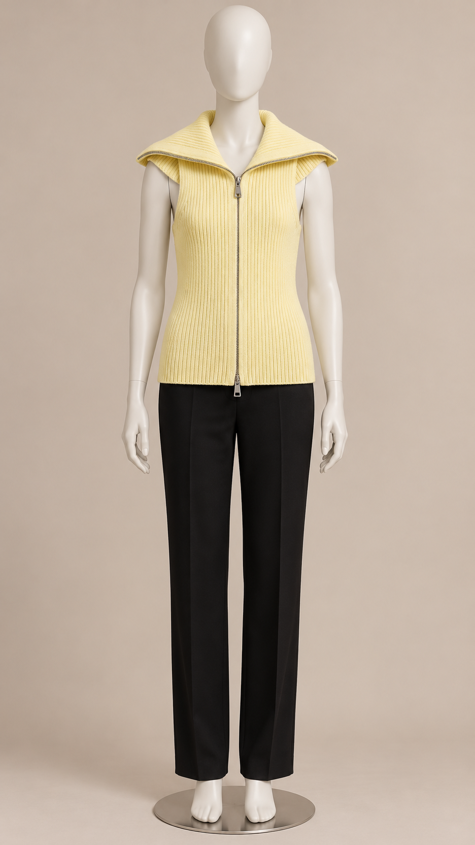Elowen Wing-Collar Tank — Yellow mannequin front