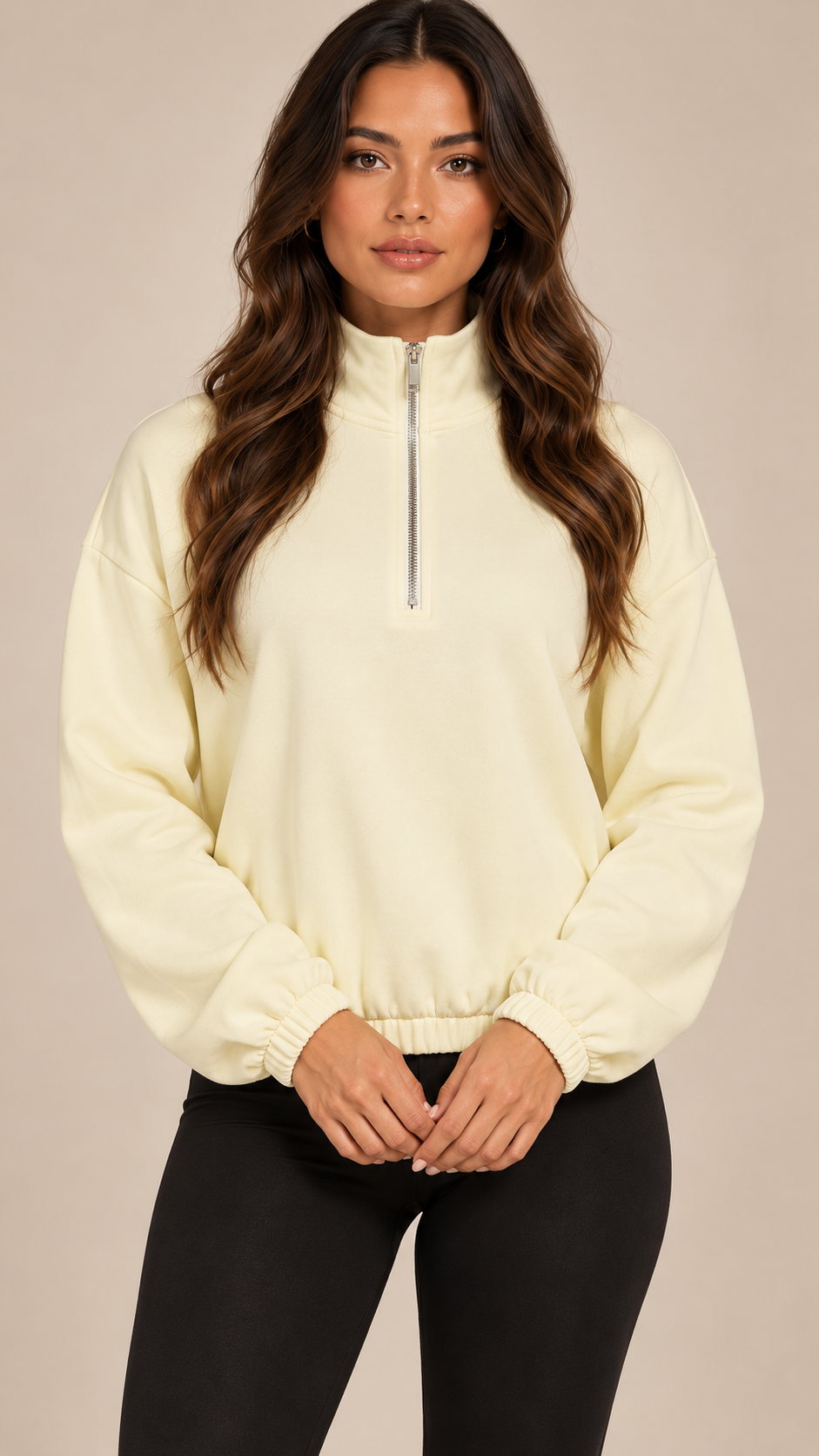 Junia Half-Zip Sweatshirt — Yellow model front