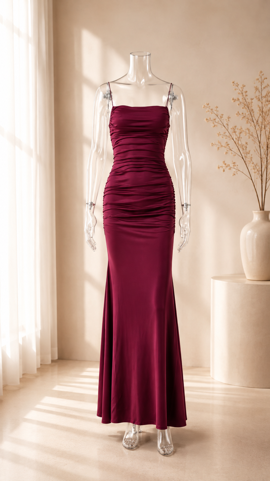 Lace-Up Backless Mermaid Maxi Dress