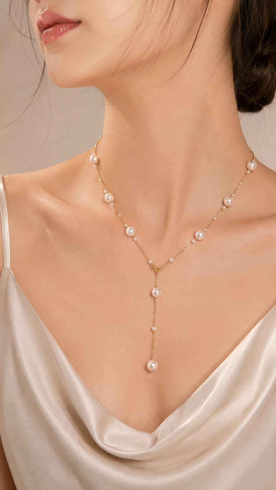 Astra Pearl Lariat Necklace