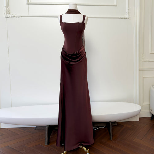 Veloura Satin Off-Shoulder Maxi Dress