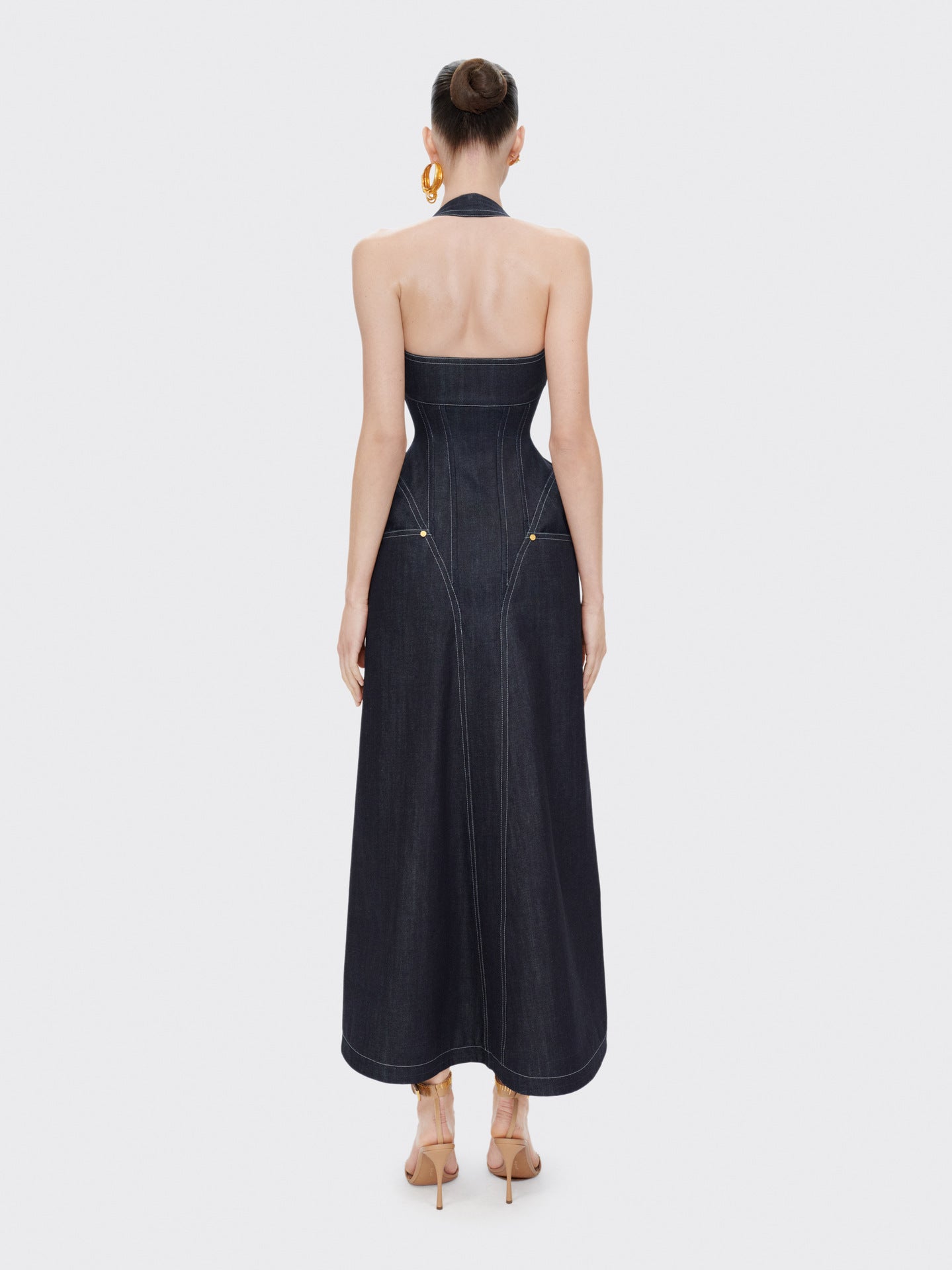 Nova Denim Halter Maxi Dress