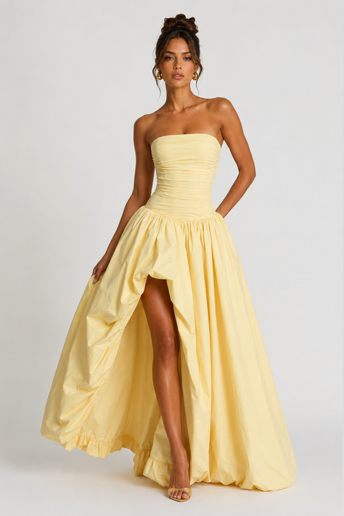 yellow fluffy dress