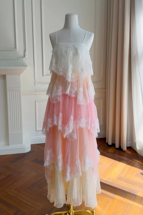 Pechella Mesh Cake Maxi Dress