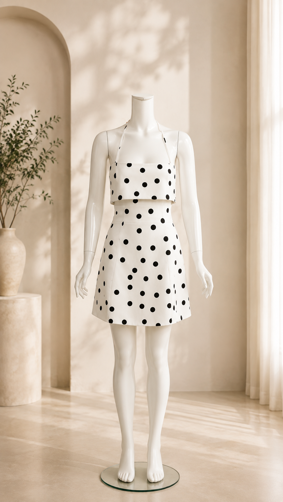Polka Dot Halter Mini Dress
