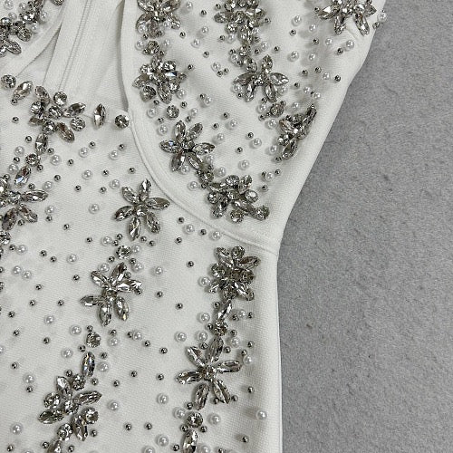 Crystal Beaded Halter Keyhole Gown