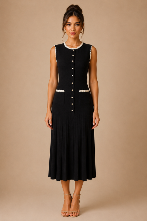 Noirelle Embroidered Knit Maxi Dress