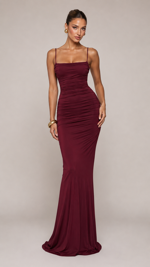 Lace-Up Backless Mermaid Maxi Dress