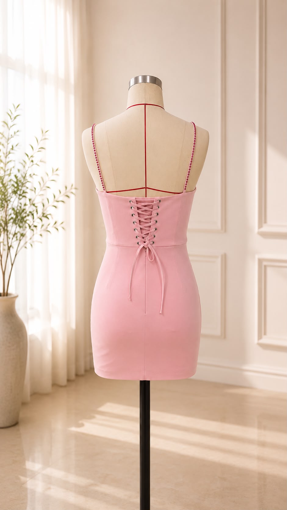 Starfish Beaded Lace-Up Mini Dress