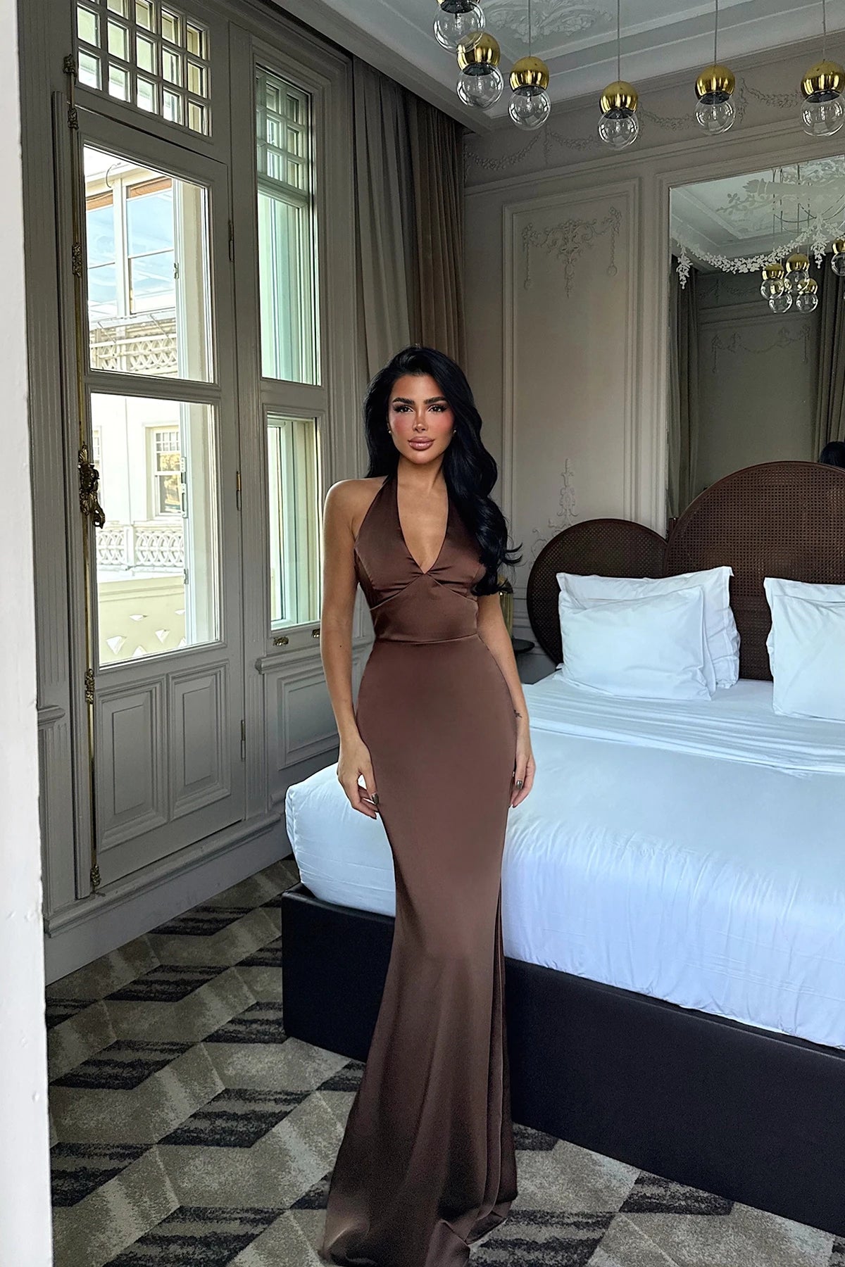 Sartoria Long Dress in Dark Brown