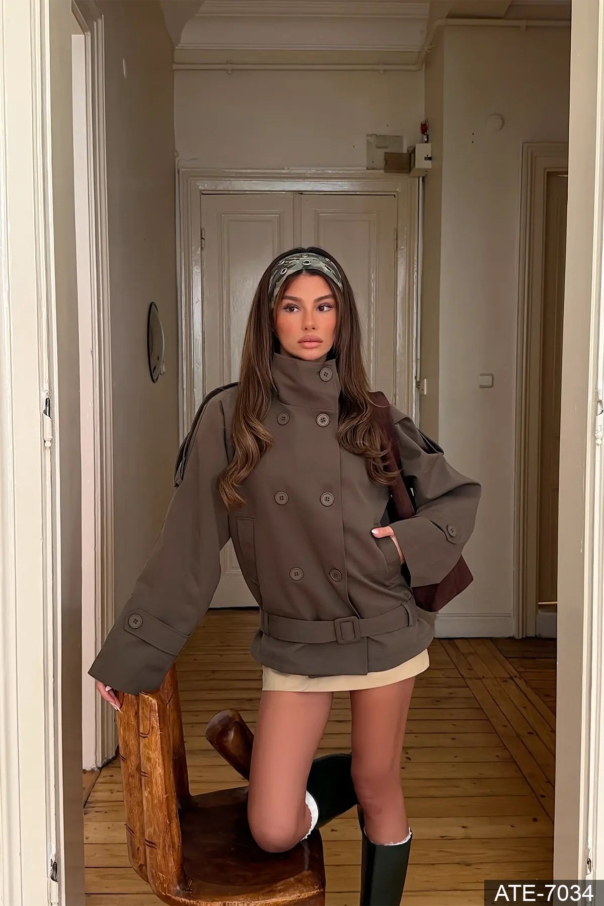 Khaki Trench Jacket With Belt Detail