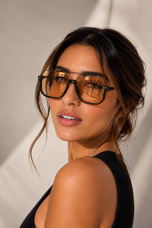 Double-Bridge Oversized Square Sunglasses