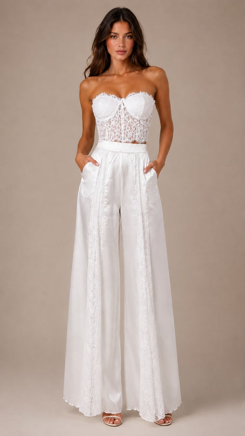 Lace Bandeau Top & Trousers Set